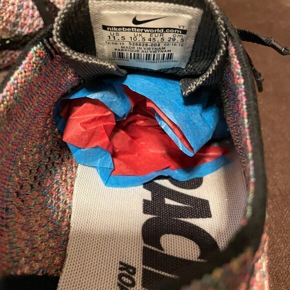 NIKE FLYKNIT RACER MULTICOLOR Rainbow MENS 11.5 US 526628-004 Version 1 2013 - Picture 6 of 12